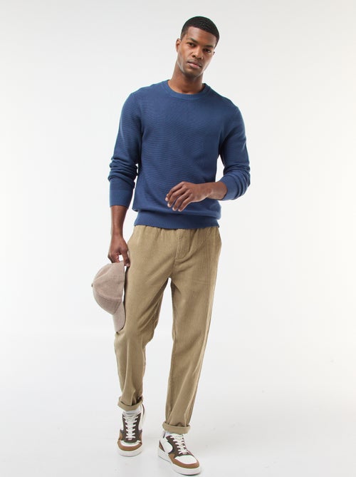 Pullover in maglia fine a tinta unita con collo rotondo - Kiabi