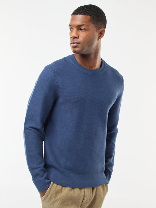 Pullover in maglia fine a tinta unita con collo rotondo - Kiabi