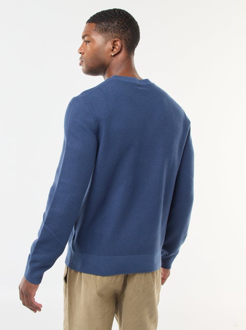 Pullover in maglia fine a tinta unita con collo rotondo - Kiabi