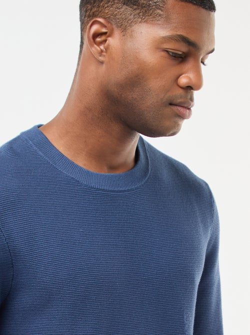 Pullover in maglia fine a tinta unita con collo rotondo - Kiabi