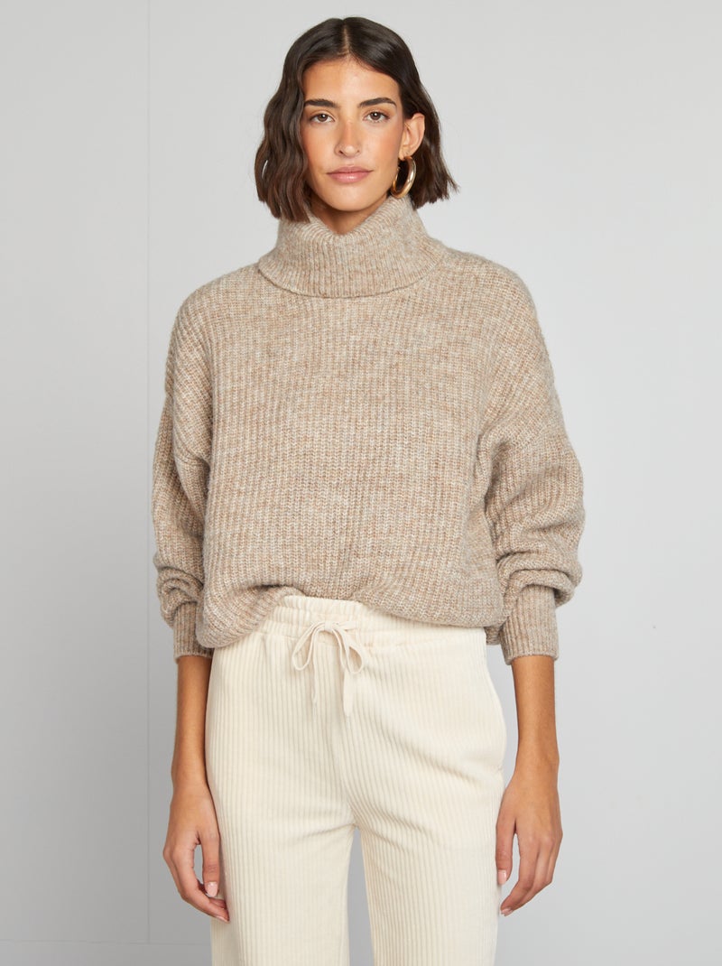 Pullover in maglia grossa BEIGE - Kiabi