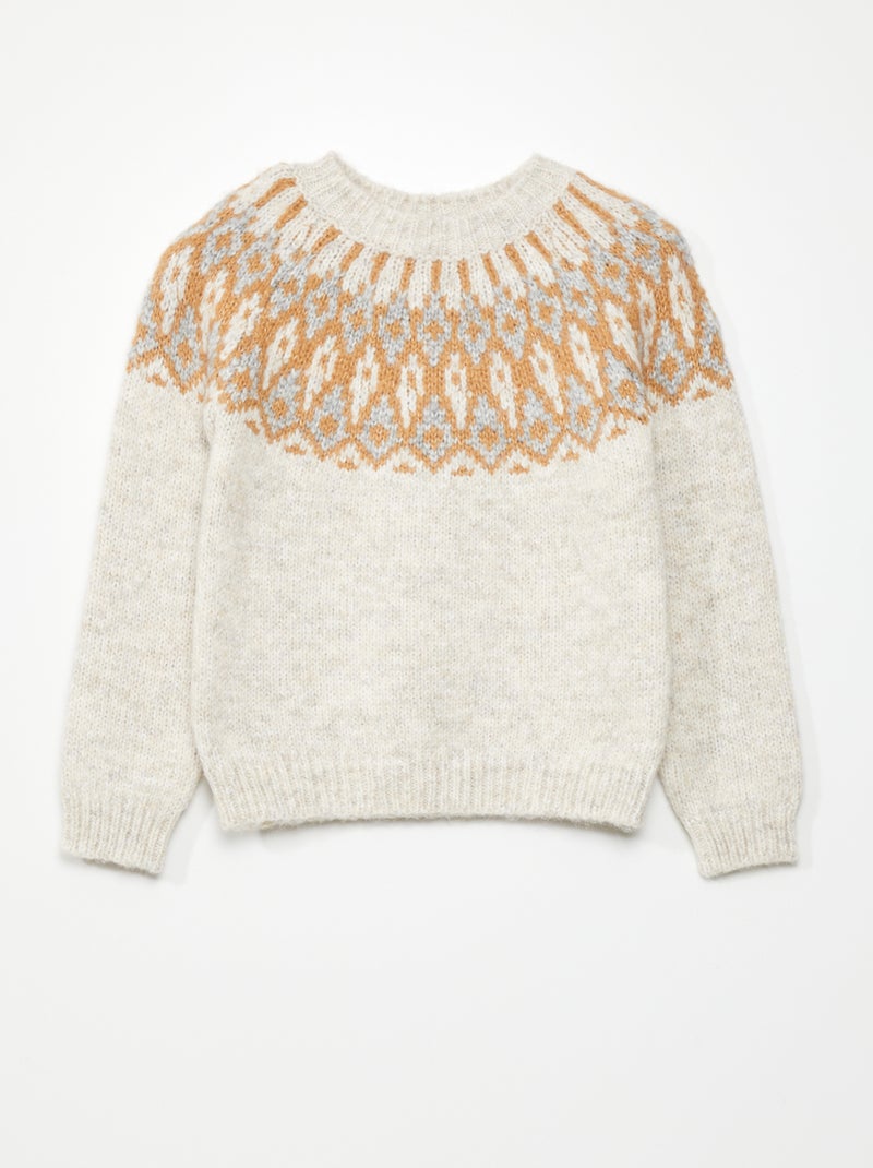 Pullover in maglia jacquard BEIGE - Kiabi