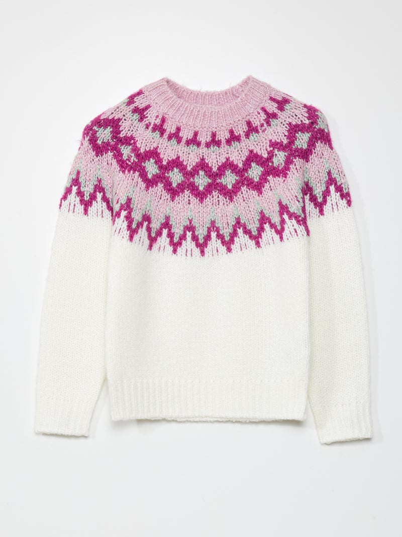 Pullover in maglia jacquard Bianco - Kiabi