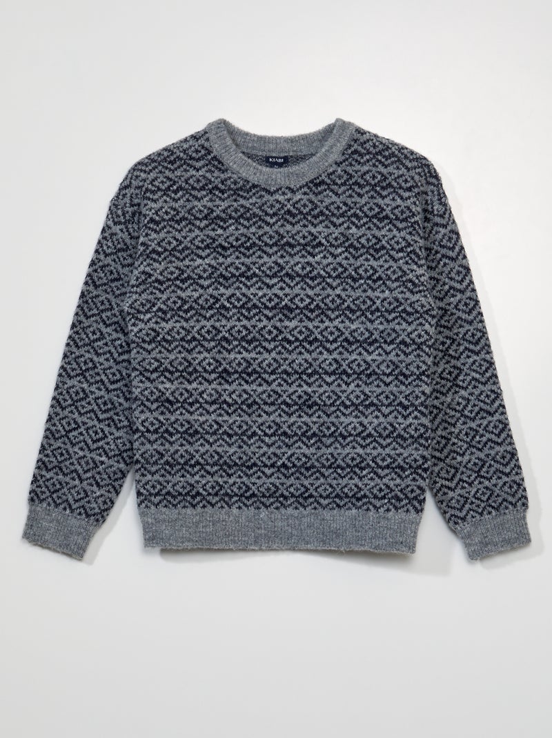 Pullover in maglia jacquard GRIGIO - Kiabi