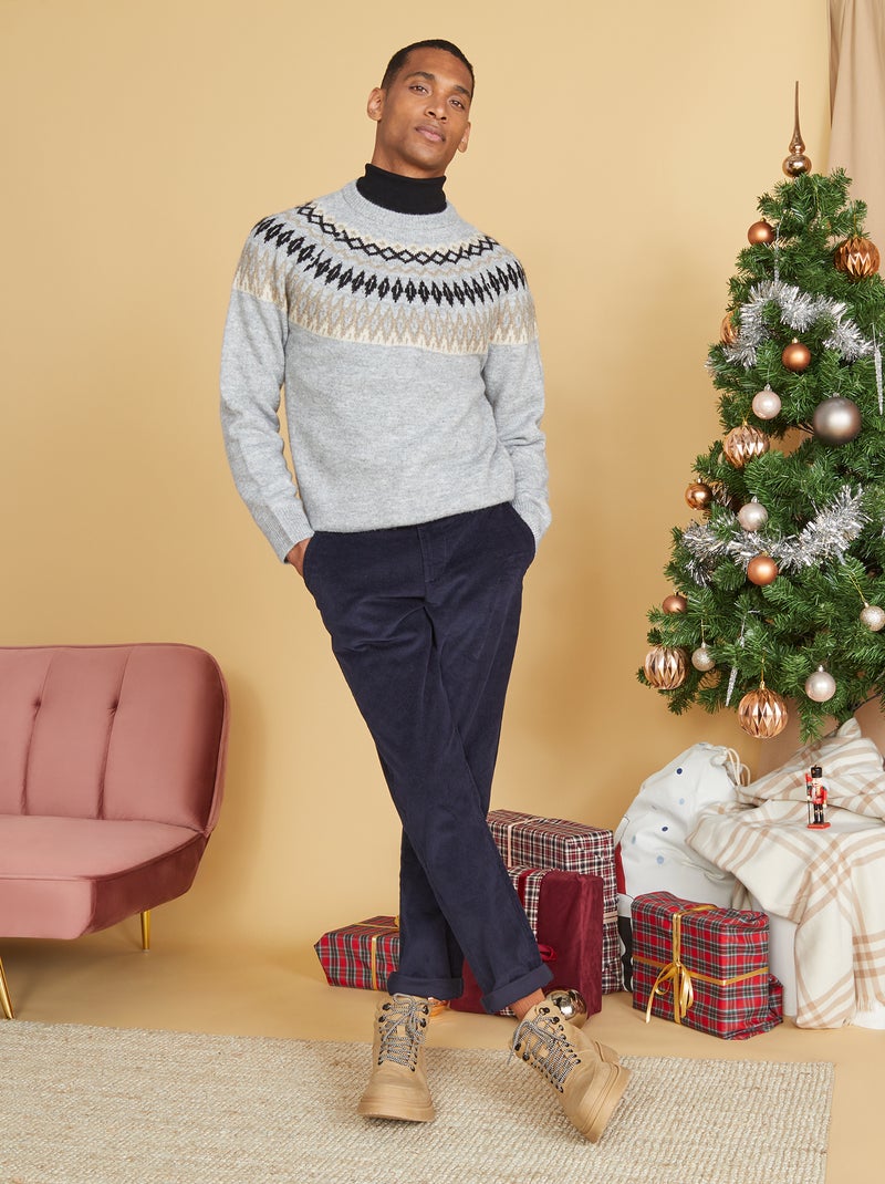 Pullover in maglia jacquard GRIGIO - Kiabi