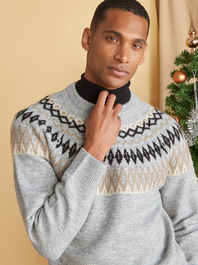 Pullover in maglia jacquard GRIGIO - Kiabi