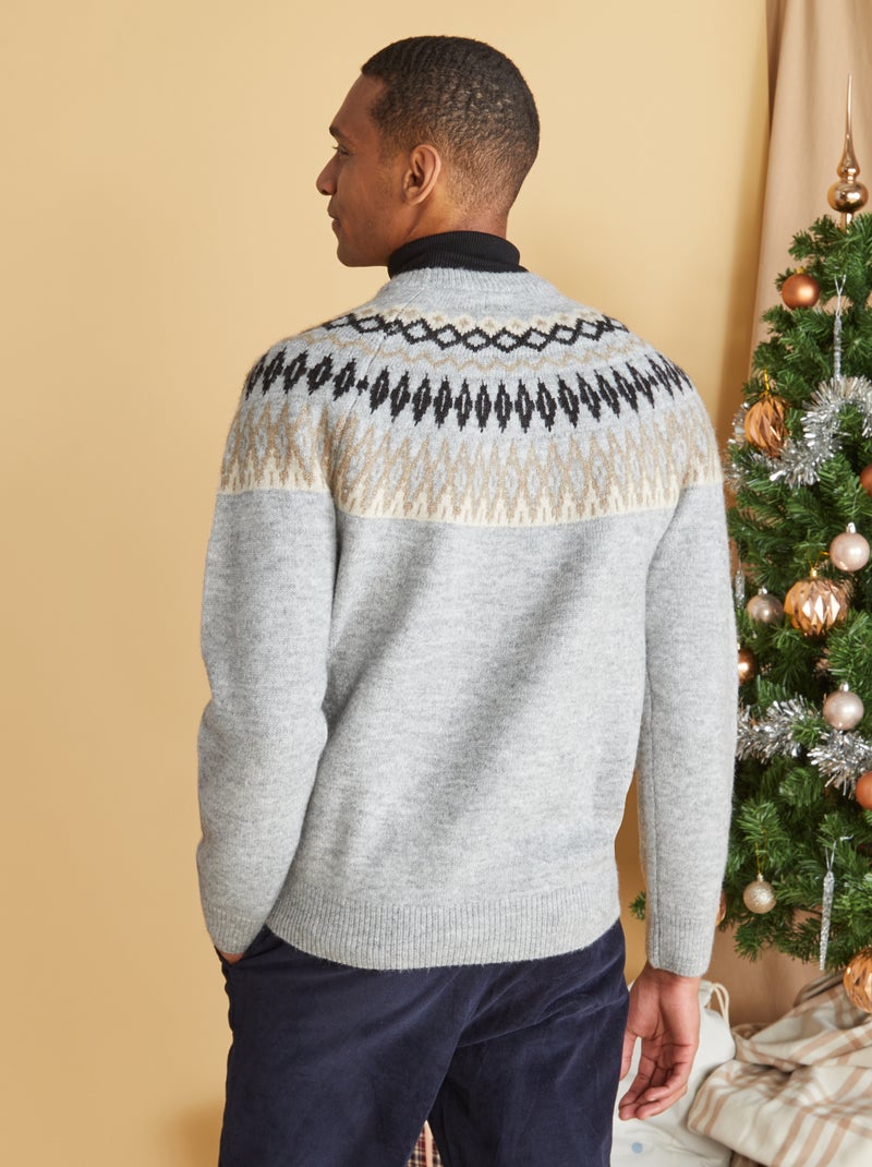 Pullover in maglia jacquard GRIGIO - Kiabi