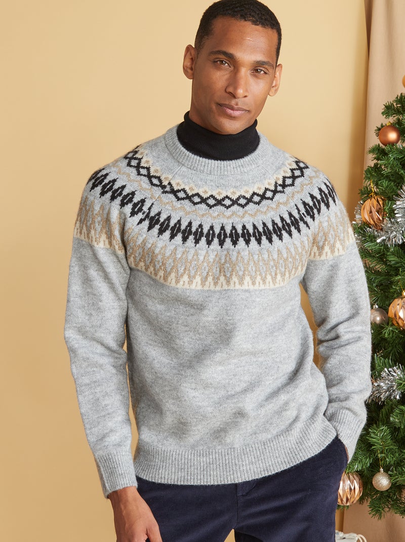 Pullover in maglia jacquard GRIGIO - Kiabi