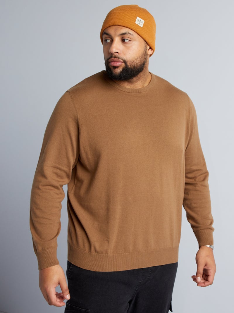 Pullover in maglia jersey leggera - MARRONE - Kiabi
