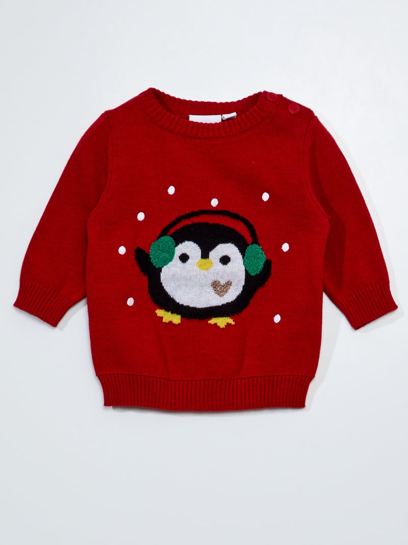 Pullover in maglia leggera con motivo ROSSO - Kiabi
