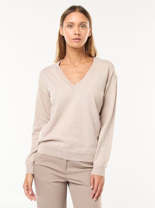 Pullover in maglia leggera scollo a V