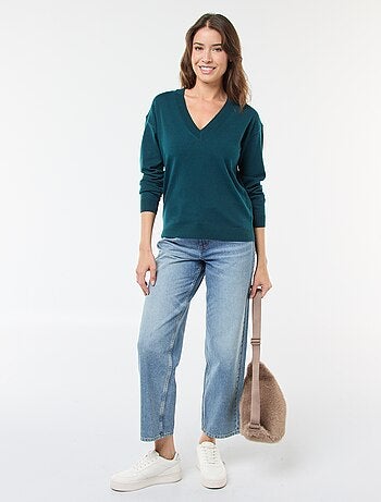 Maglione in maglia fine scollo a V