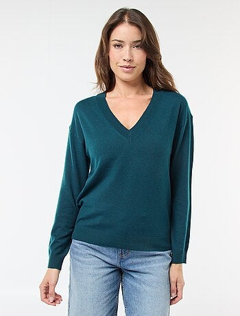 Maglione in maglia fine scollo a V