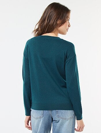Maglione in maglia fine scollo a V