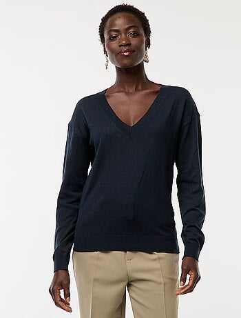 Pullover in maglia leggera scollo a V