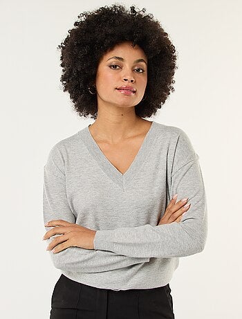 Maglione in maglia fine scollo a V