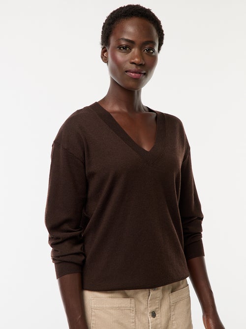 Pullover in maglia leggera scollo a V - Kiabi