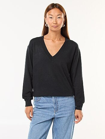 Pullover in maglia leggera scollo a V