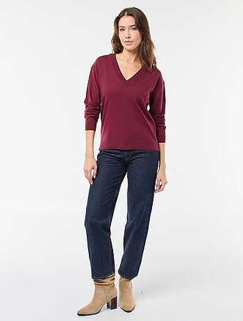 Maglione in maglia fine scollo a V