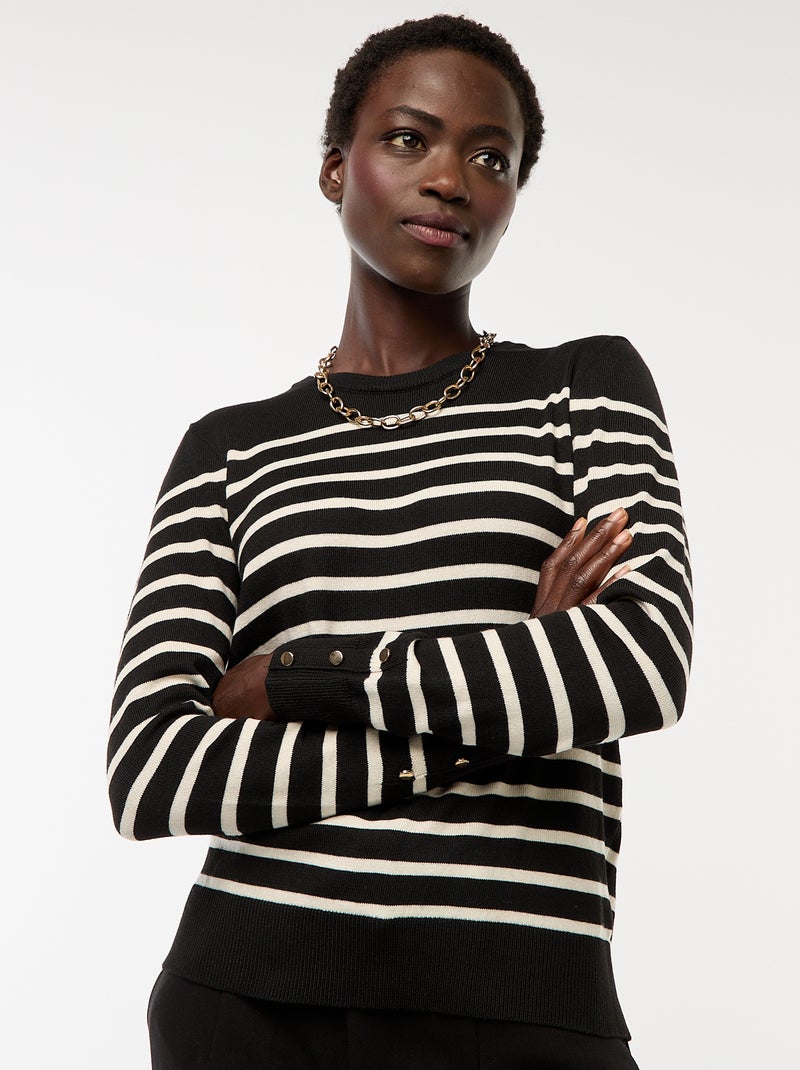 Pullover in maglia (leggero scollo tondo Nero - Kiabi