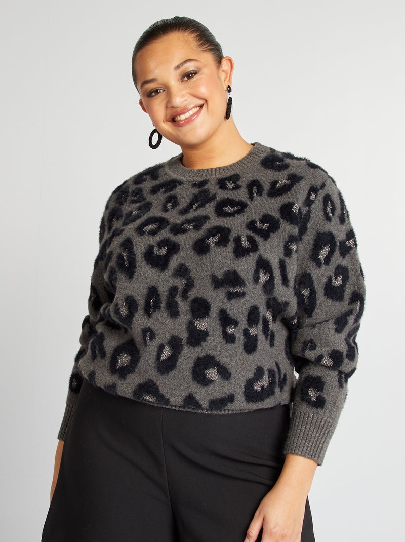 Pullover in maglia leopardata con paillettes 'Only Carmakoma' GRIGIO - Kiabi