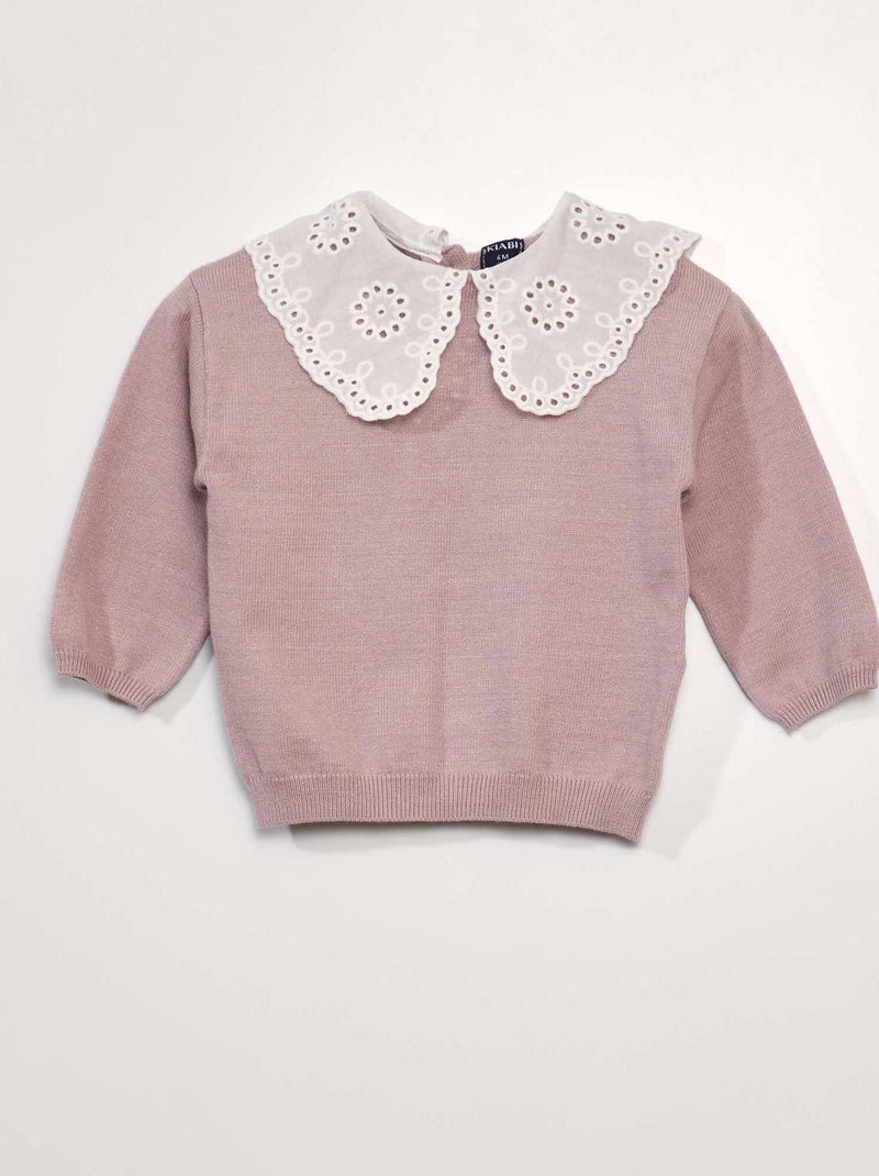 Pullover in maglia morbida e colletto claudine VIOLA - Kiabi
