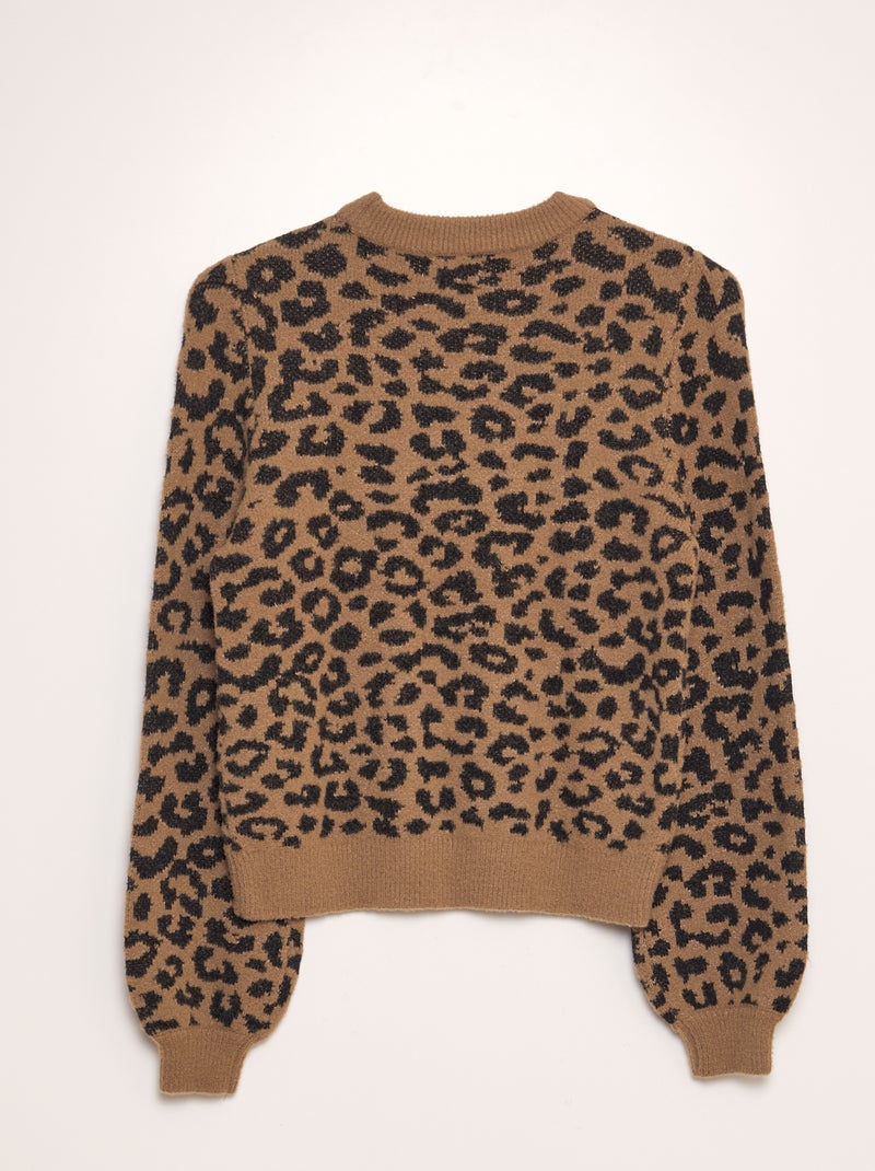 Pullover in maglia morbida leopardata 'JDY' MARRONE - Kiabi