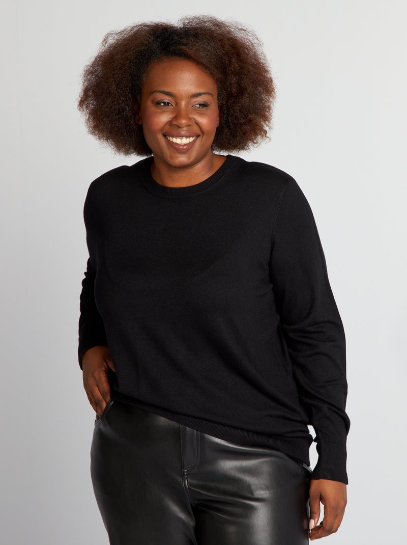 Pullover in maglia morbida ultra stretch nero - Kiabi