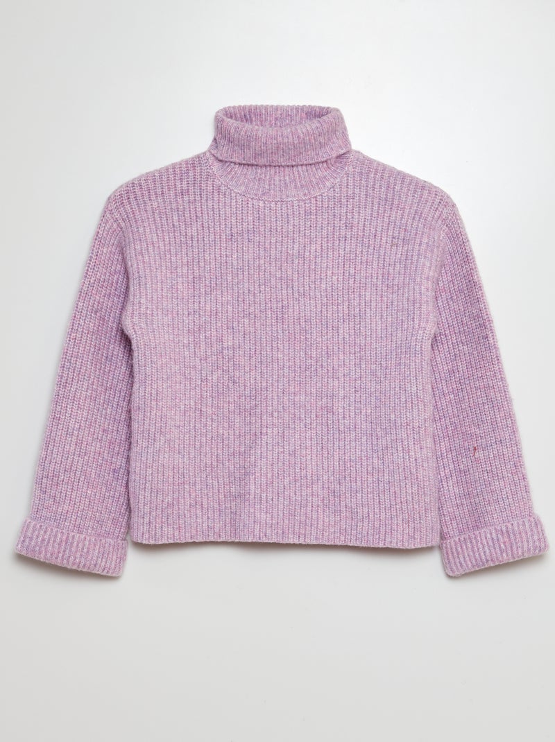 Pullover in maglia mouliné con collo dolcevita ROSA - Kiabi