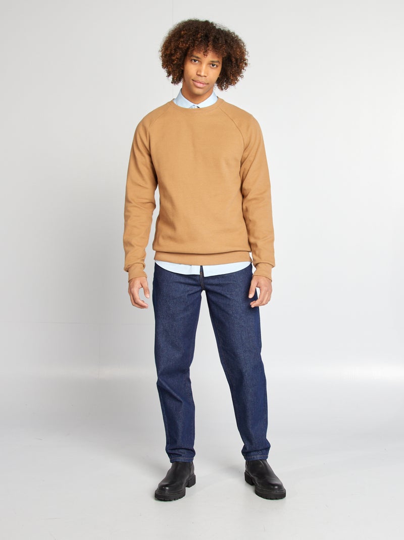 Pullover in maglia piqué BEIGE - Kiabi