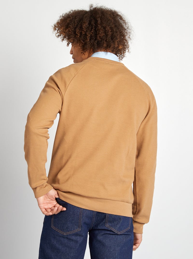 Pullover in maglia piqué BEIGE - Kiabi