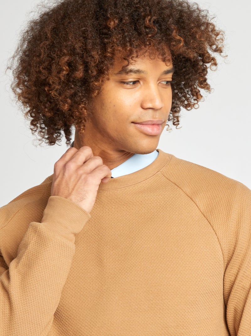 Pullover in maglia piqué BEIGE - Kiabi