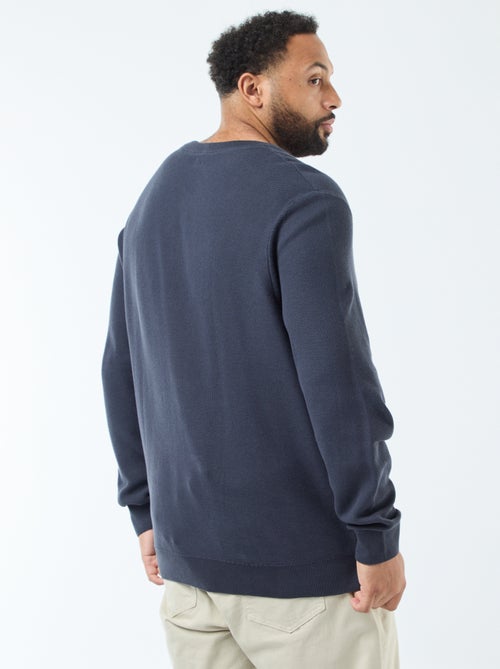 Pullover in maglia piqué con collo rotondo abbottonato - Kiabi