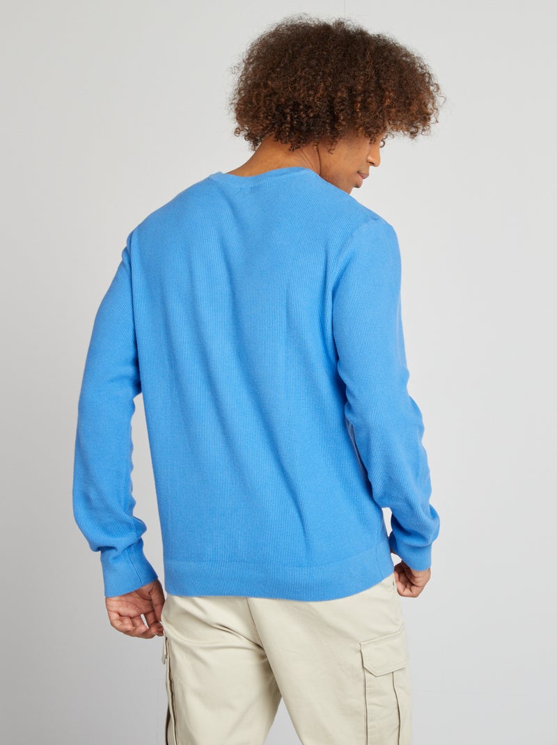 Pullover in maglia piqué scollo tondo BLU - Kiabi