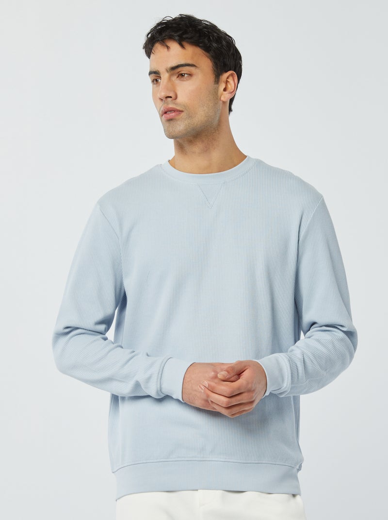 Pullover in maglia piqué scollo tondo BLU - Kiabi