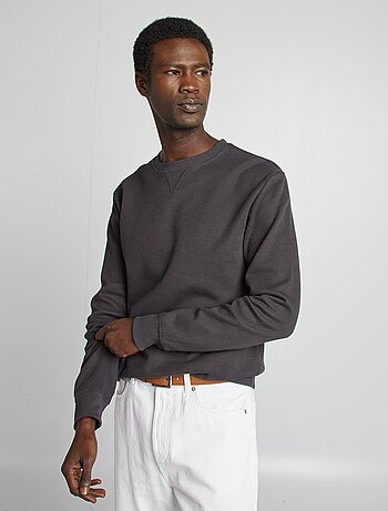 Pullover in maglia piqué scollo tondo