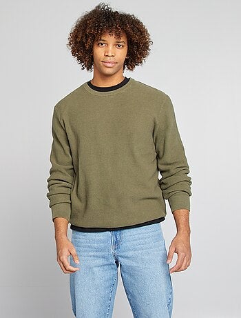 Pullover in maglia piqué scollo tondo
