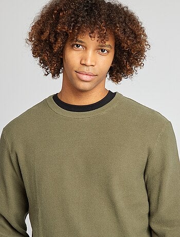 Pullover in maglia piqué scollo tondo