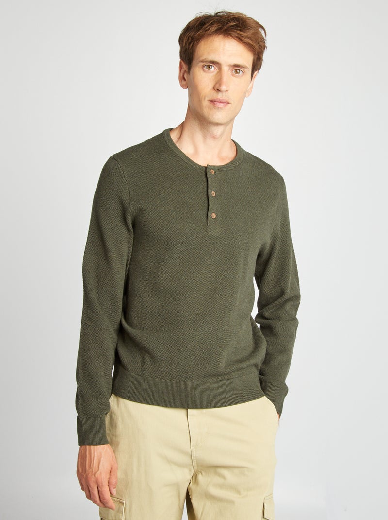 Pullover in maglia piqué Verde - Kiabi