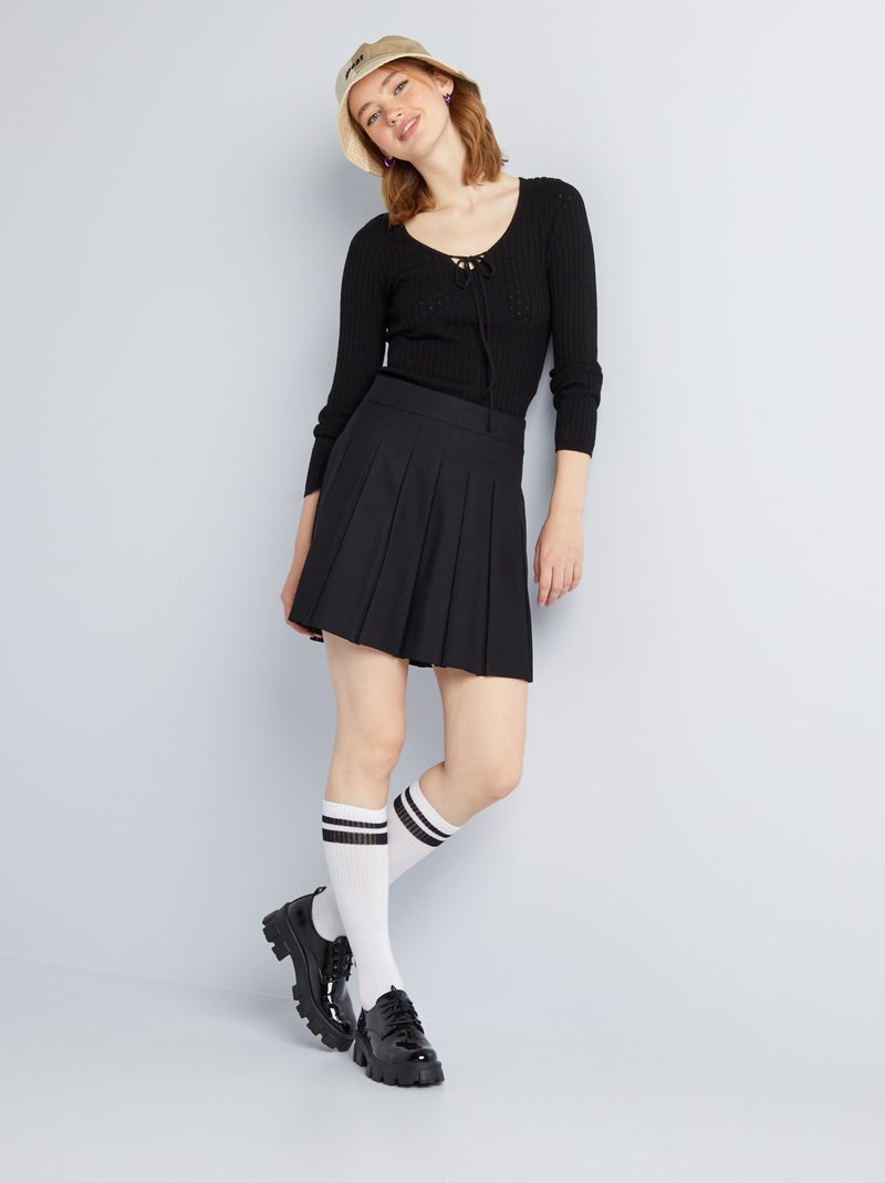 Pullover in maglia pointelle Nero - Kiabi