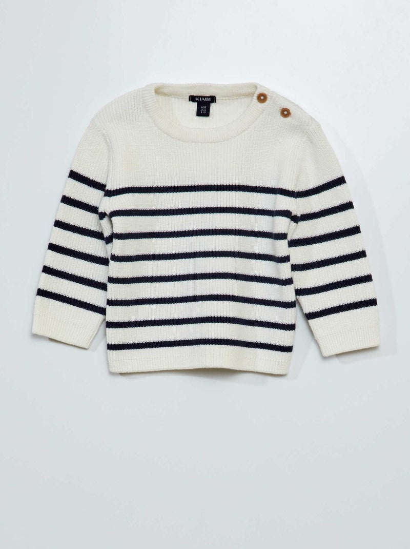Pullover in maglia punto legaccio BIANCO - Kiabi