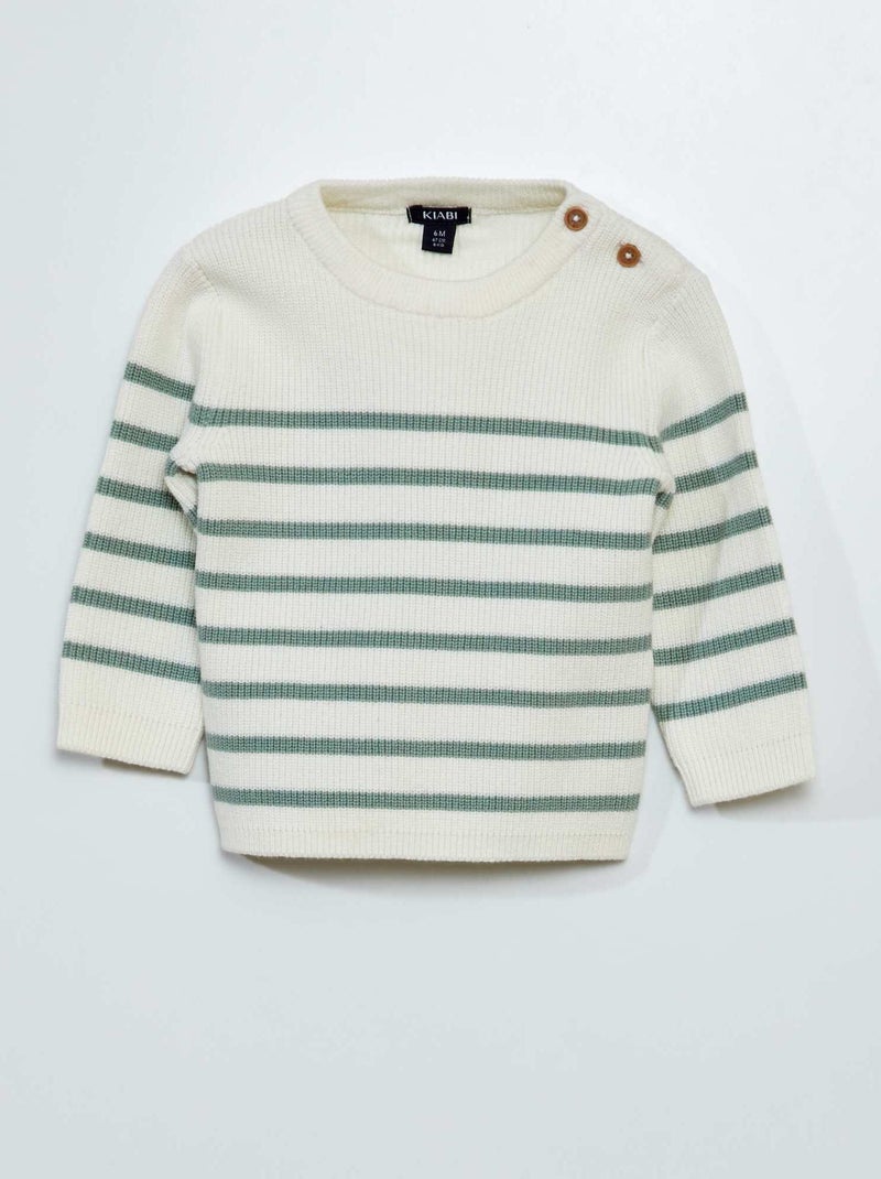 Pullover in maglia punto legaccio BIANCO - Kiabi