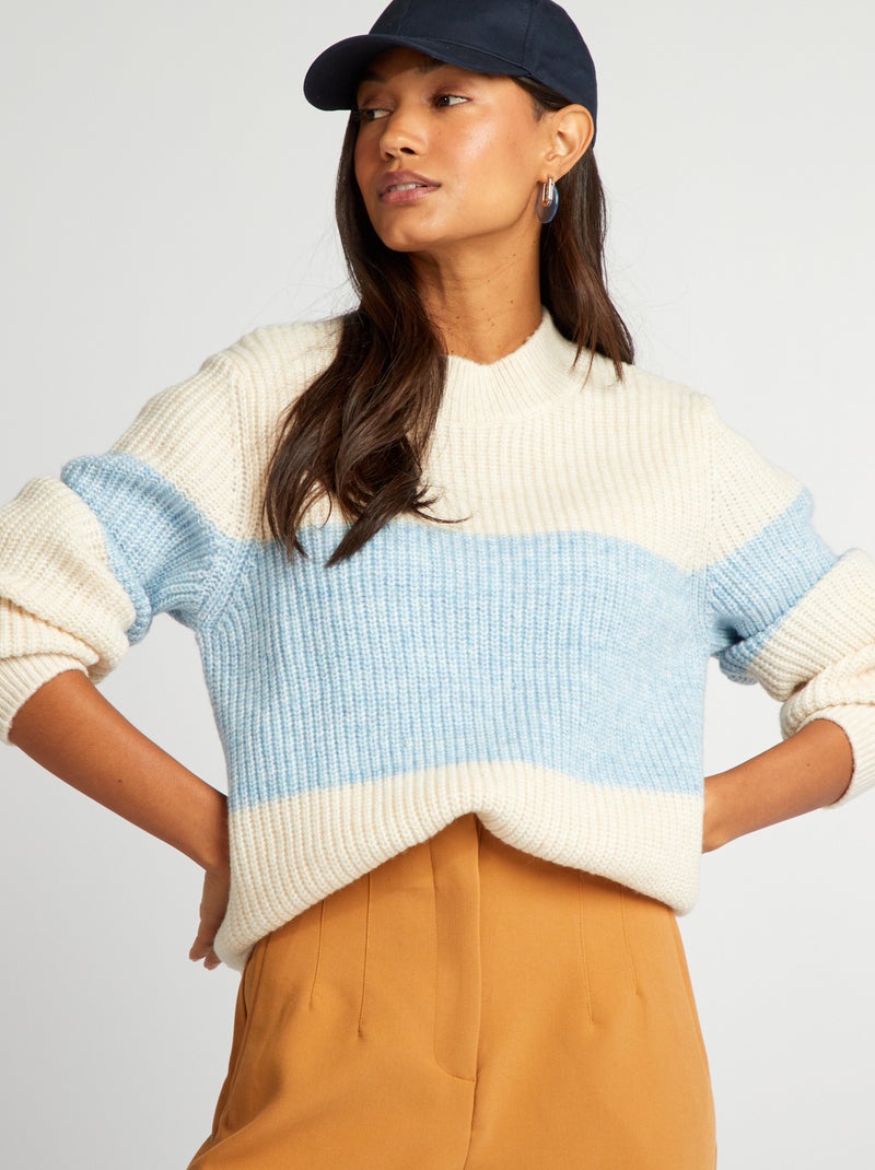 Pullover in maglia righe BLU - Kiabi