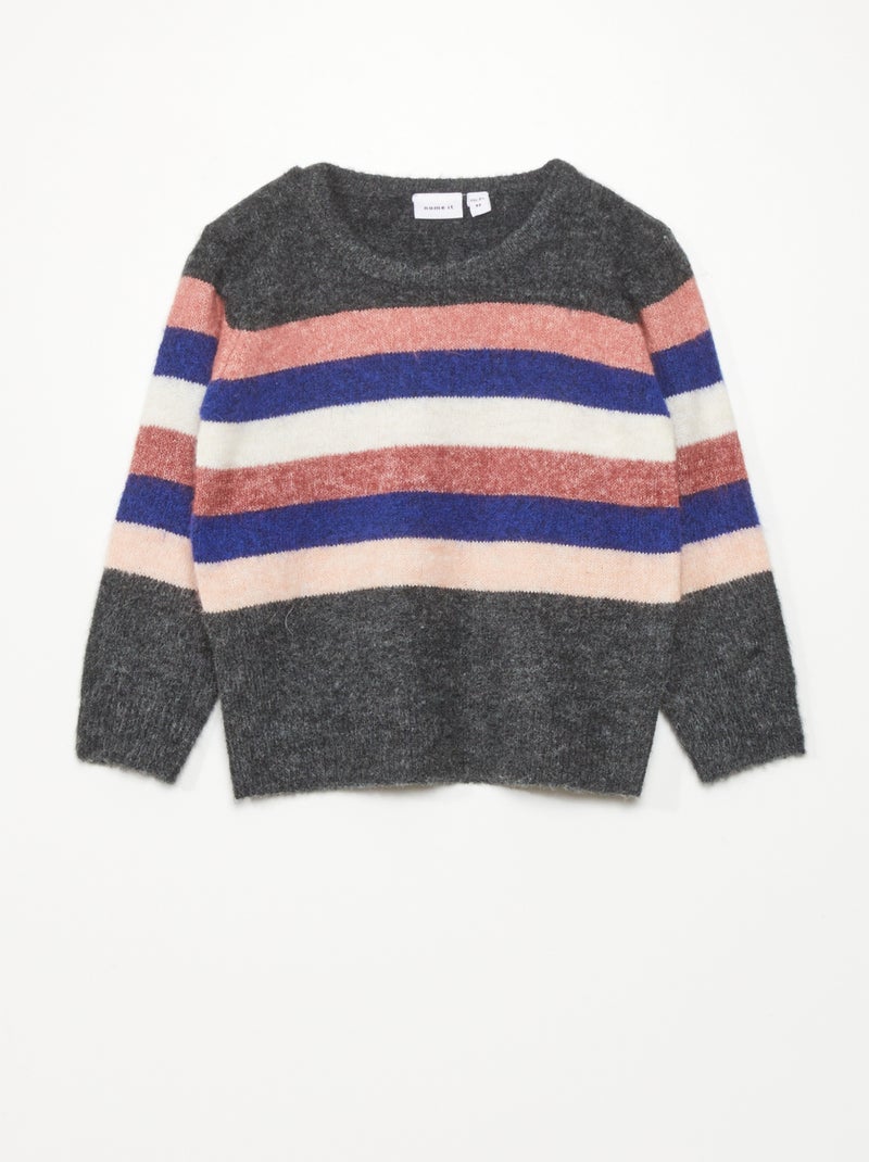 Pullover in maglia righe GRIGIO - Kiabi