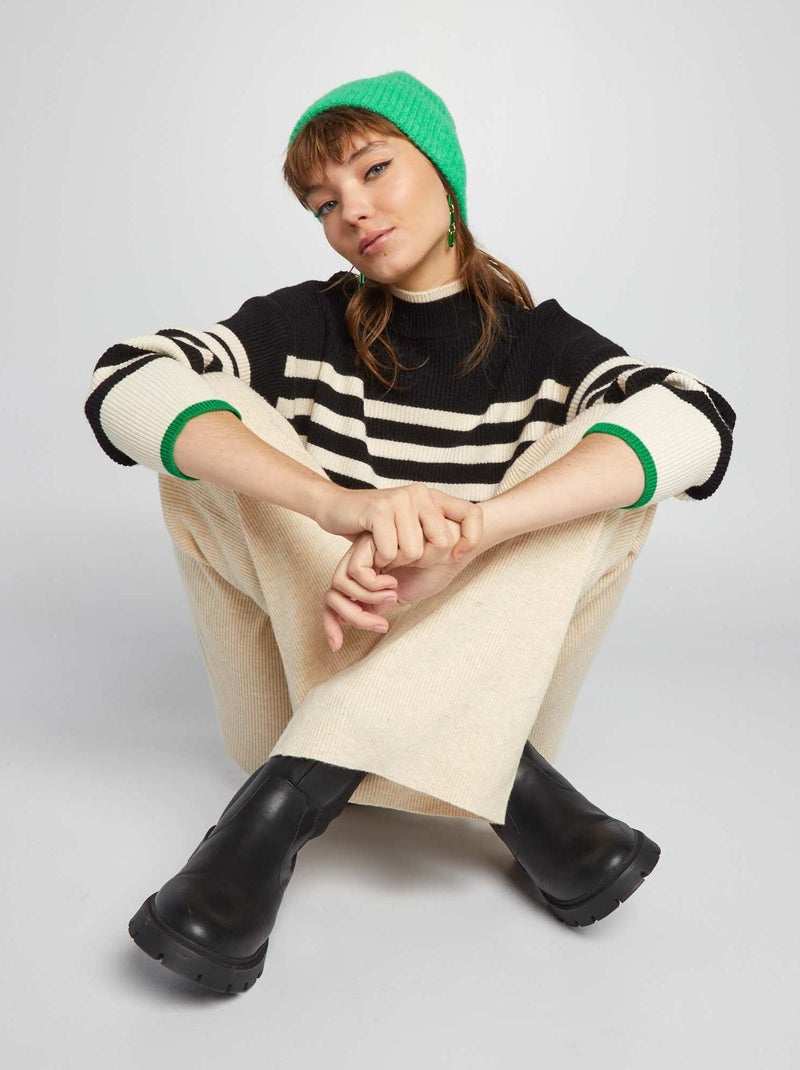 Pullover in maglia righe NERO - Kiabi