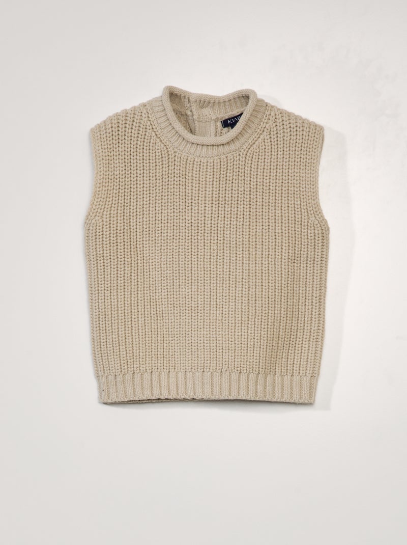 Pullover in maglia senza maniche Beige - Kiabi