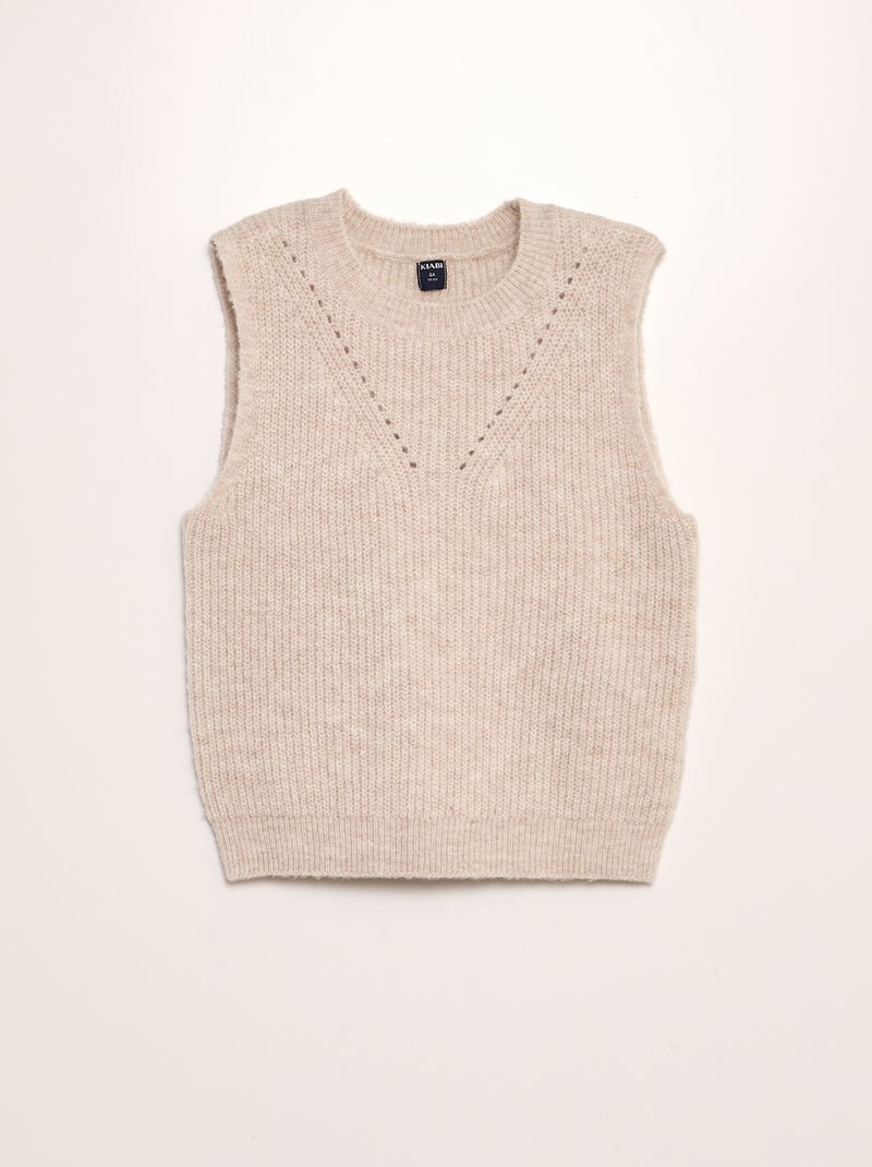 Pullover in maglia senza maniche BEIGE - Kiabi