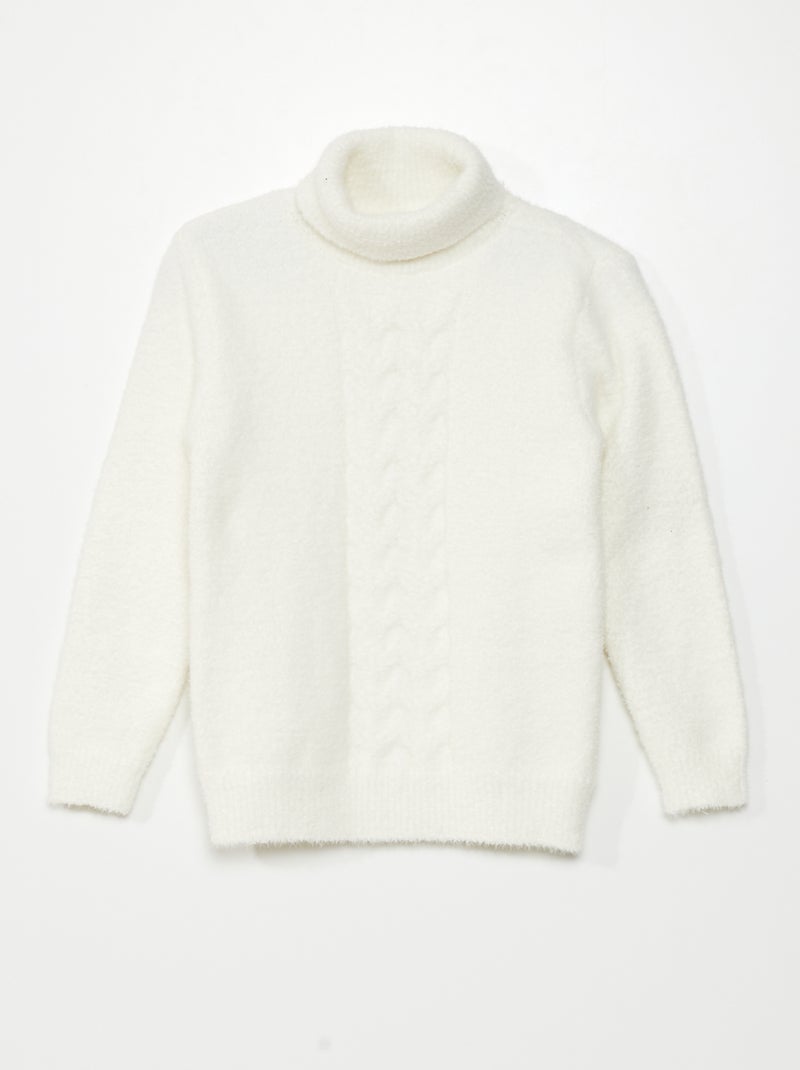 Pullover in maglia soffice a collo alto bianco - Kiabi