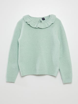 Pullover in maglia soffice con frufru