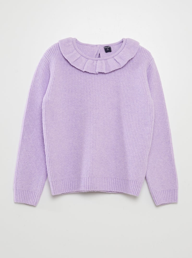 Pullover in maglia soffice con frufru VIOLA - Kiabi